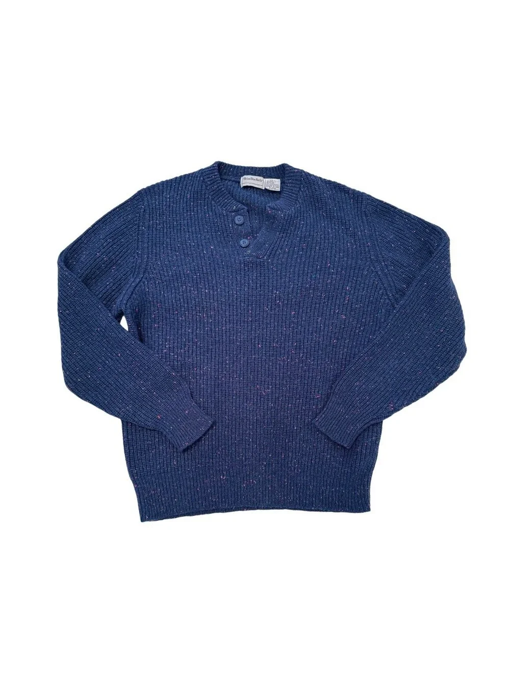 VTG Brian MacNeil Speckled Henley Sweater Men’s L Wool Blend Blue Donegal Knit